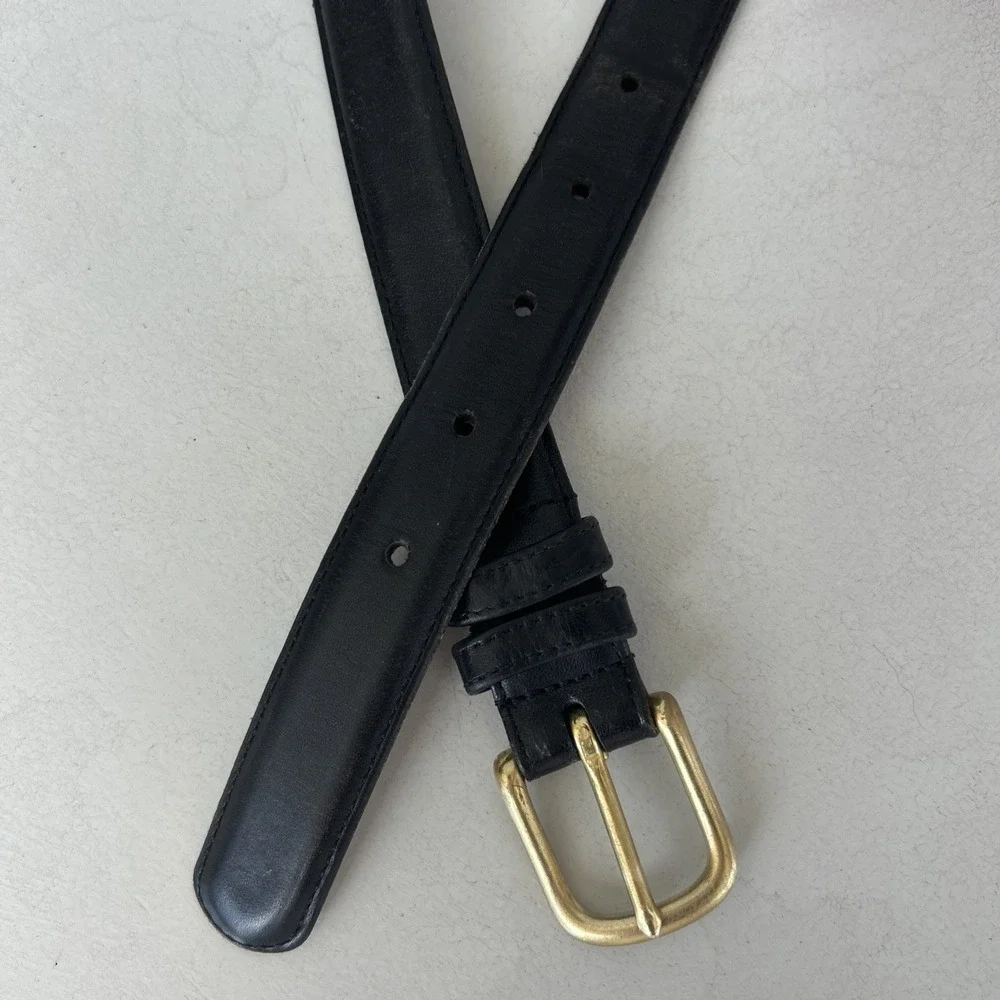Vtg Coach Womens Leather Belt Black Style 6600 Size 38/95 Brass Buckle